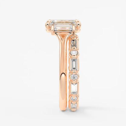 Aureline emerald baguette trilogy engagement ring