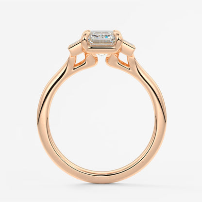 Aureline emerald baguette trilogy engagement ring