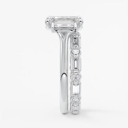 Aureline emerald baguette trilogy engagement ring