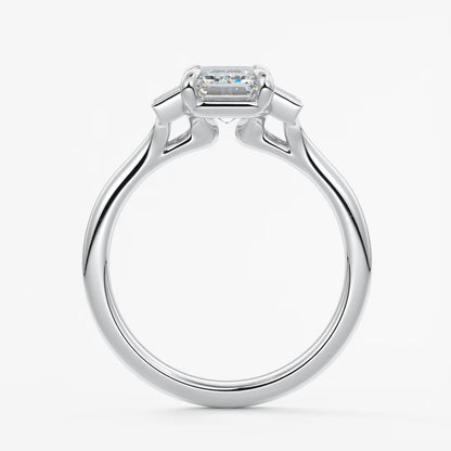 Aureline emerald baguette trilogy engagement ring