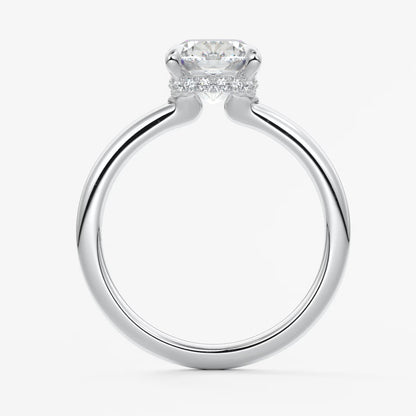 Aurora elongated cushion hidden halo engagement ring