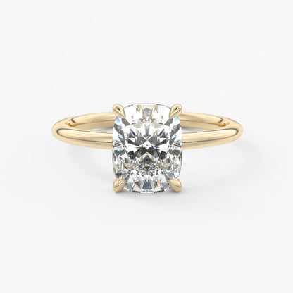 Aurora elongated cushion hidden halo engagement ring