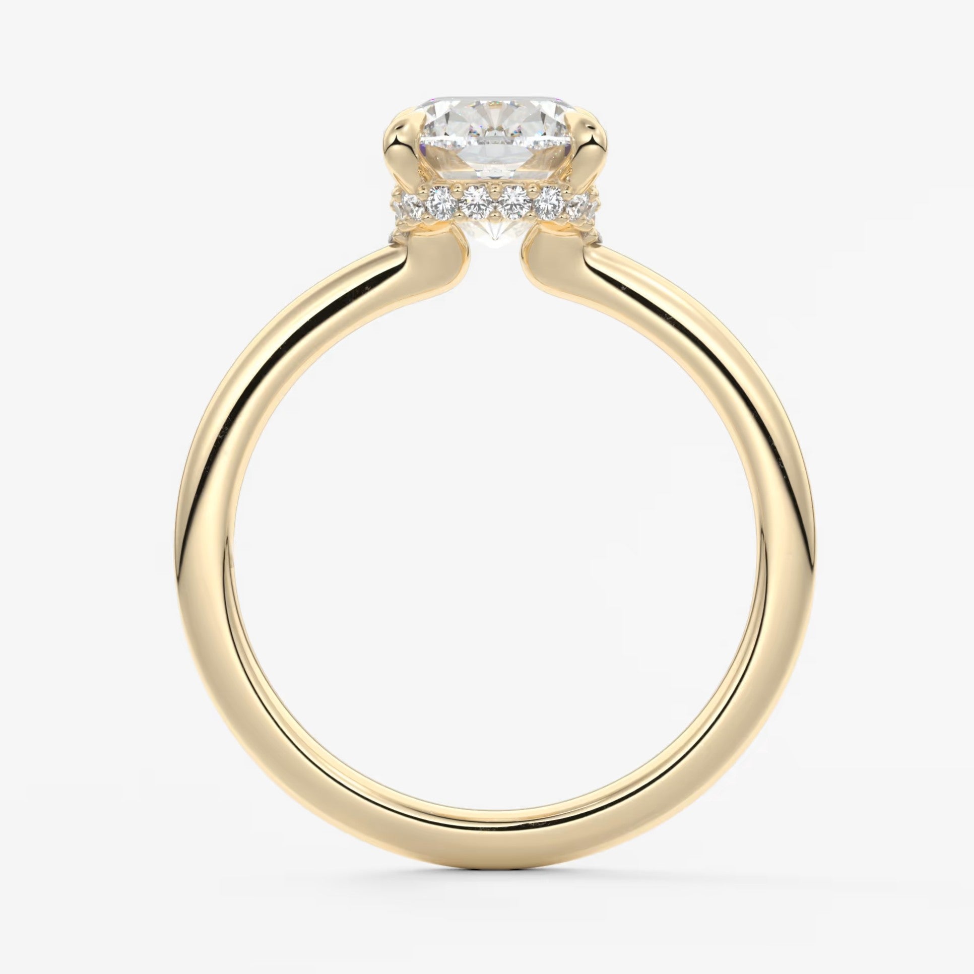 Aurora elongated cushion hidden halo engagement ring
