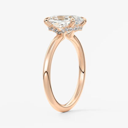 Aurora elongated cushion hidden halo engagement ring