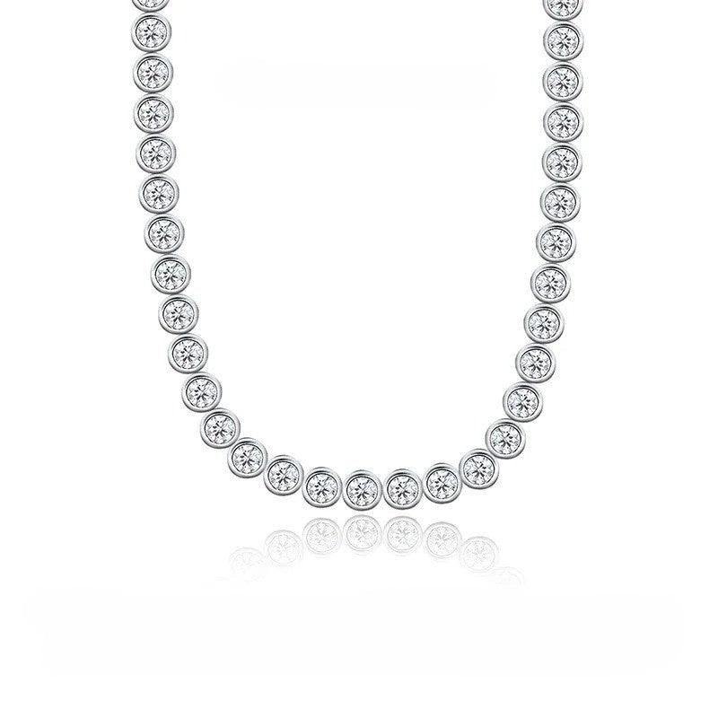 Custom made bezel moissanite tennis bracelet – 18k gold plated silver