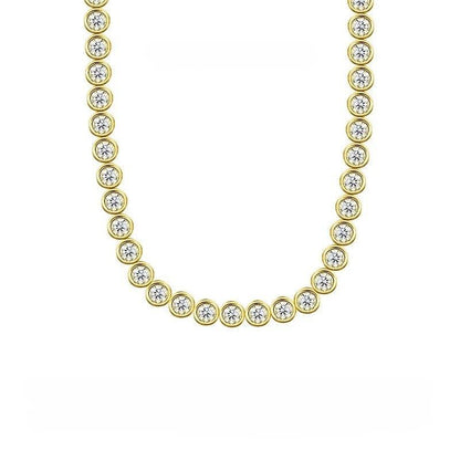 Custom made bezel moissanite tennis bracelet – 18k gold plated silver