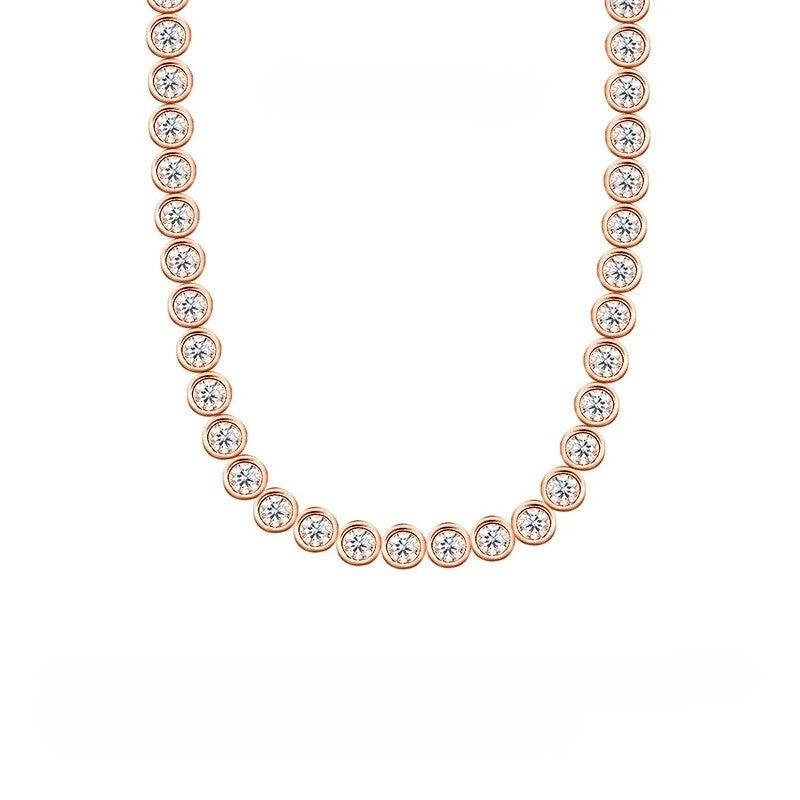 Custom made bezel moissanite tennis bracelet – 18k gold plated silver
