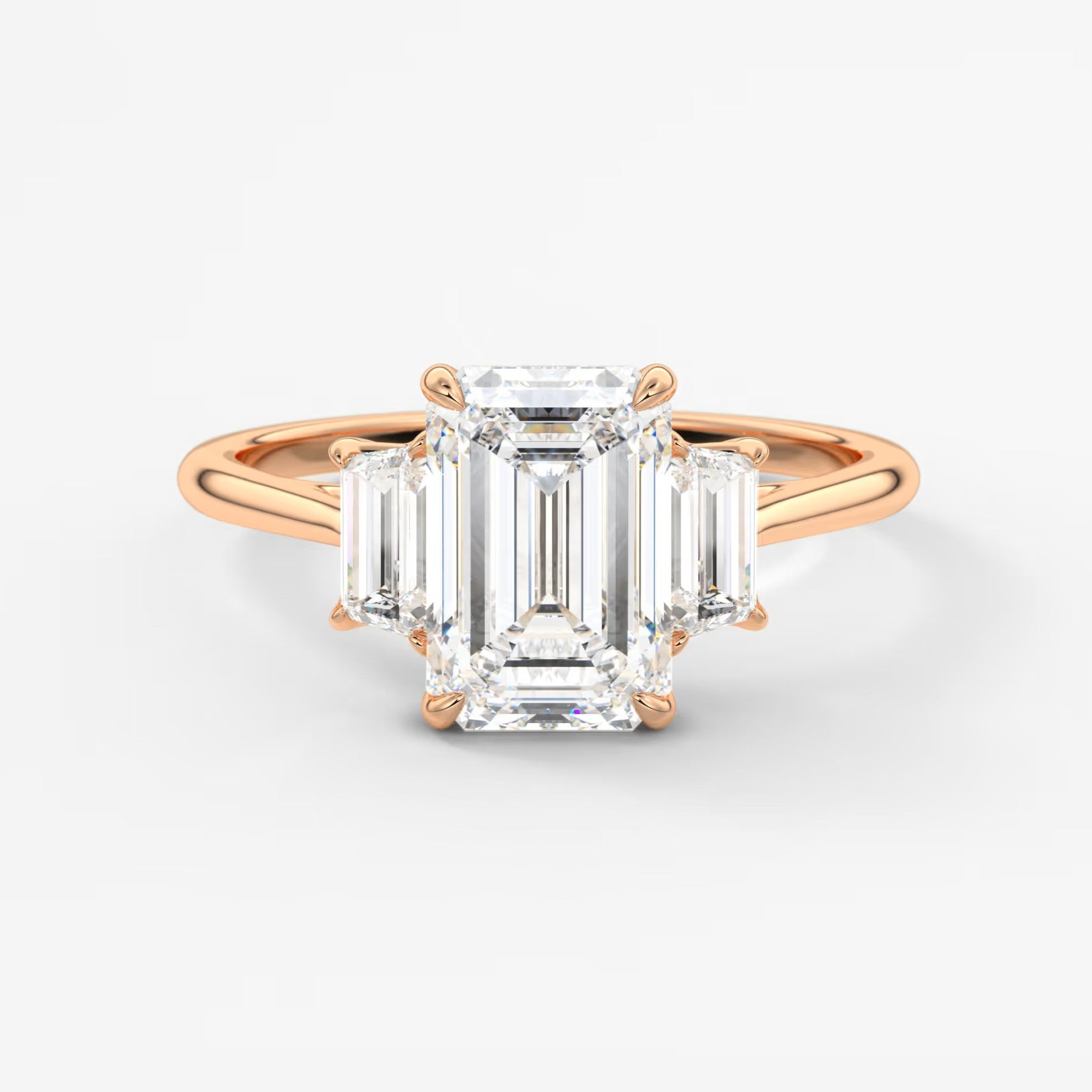 Calista emerald trapezoid cathedral engagement ring