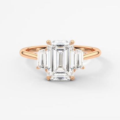 Calista emerald trapezoid cathedral engagement ring