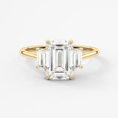 Calista emerald trapezoid cathedral engagement ring