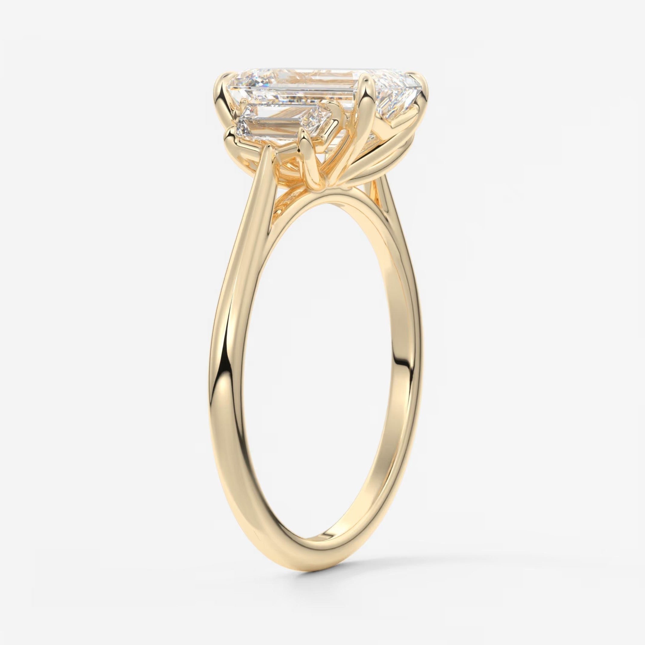 Calista emerald trapezoid cathedral engagement ring