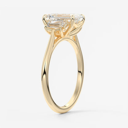 Calista emerald trapezoid cathedral engagement ring