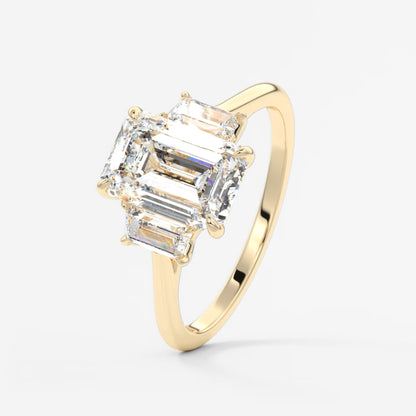 Calista emerald trapezoid cathedral engagement ring
