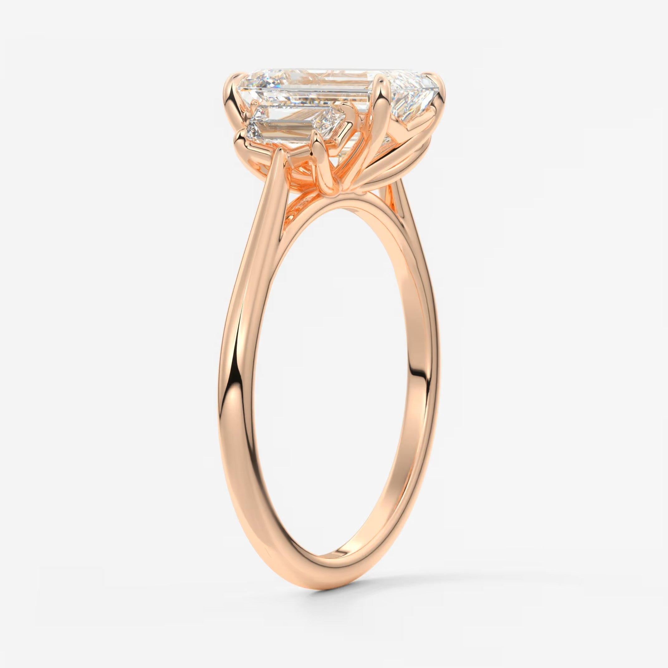 Calista emerald trapezoid cathedral engagement ring