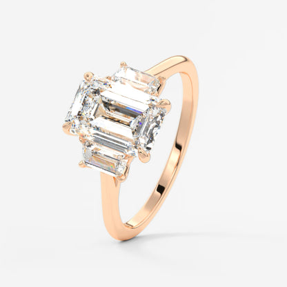 Calista emerald trapezoid cathedral engagement ring