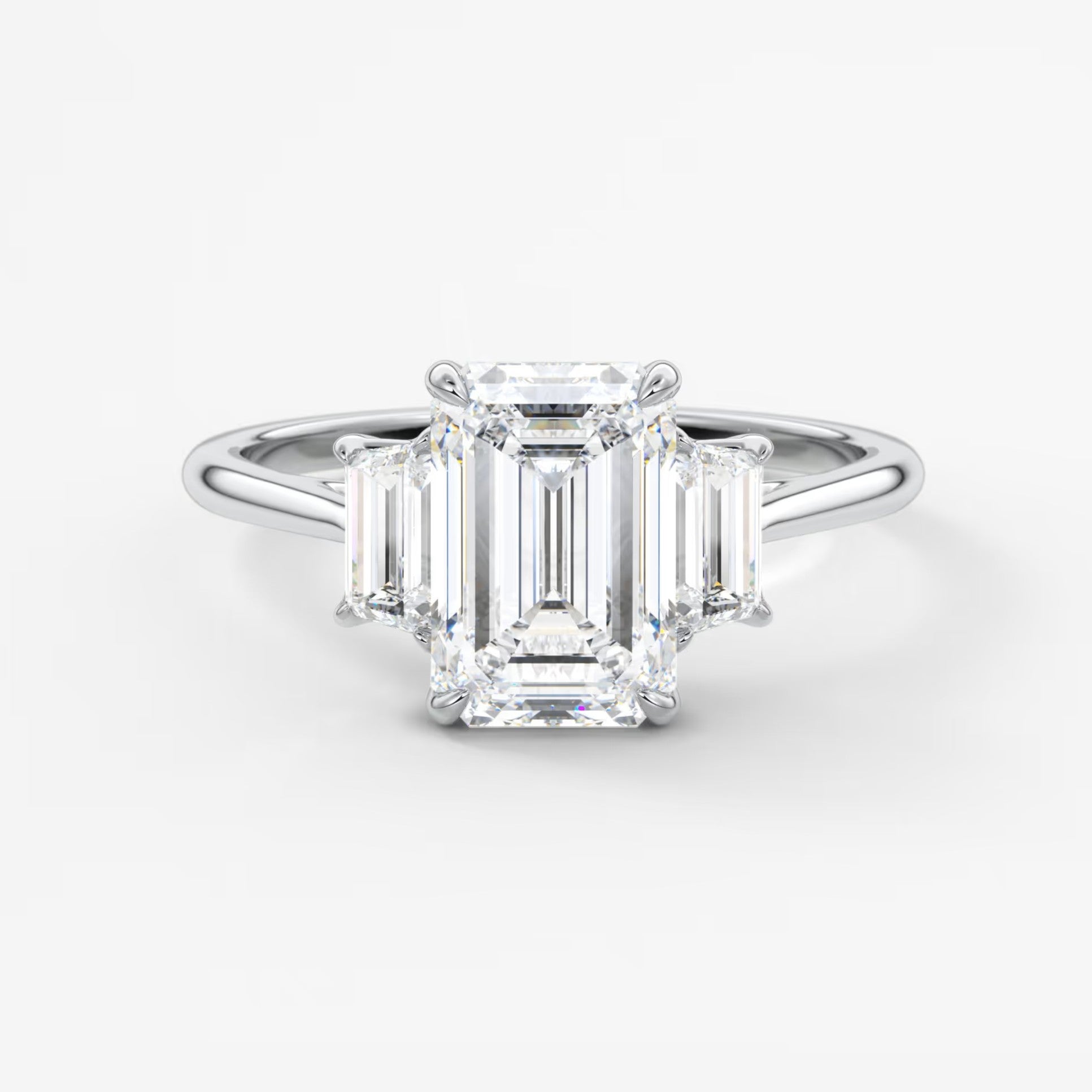 Calista emerald trapezoid cathedral engagement ring