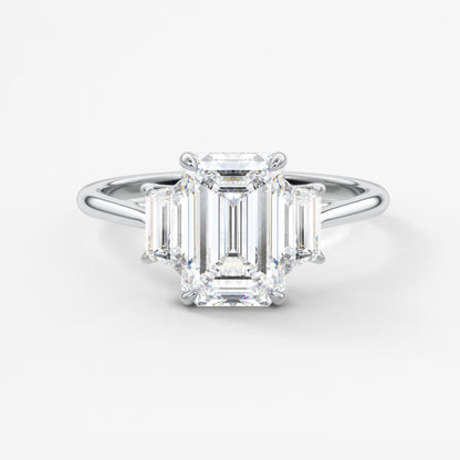 Calista emerald trapezoid cathedral engagement ring