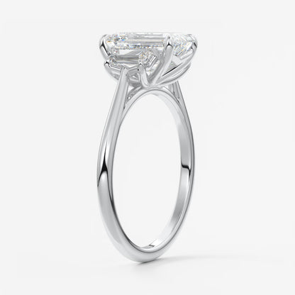 Calista emerald trapezoid cathedral engagement ring