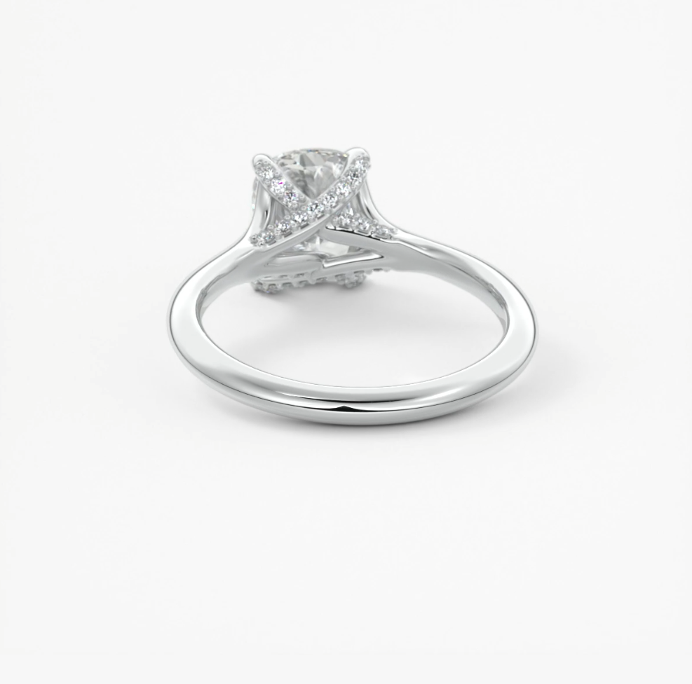 Cassia – cushion solitaire with hidden pavé
