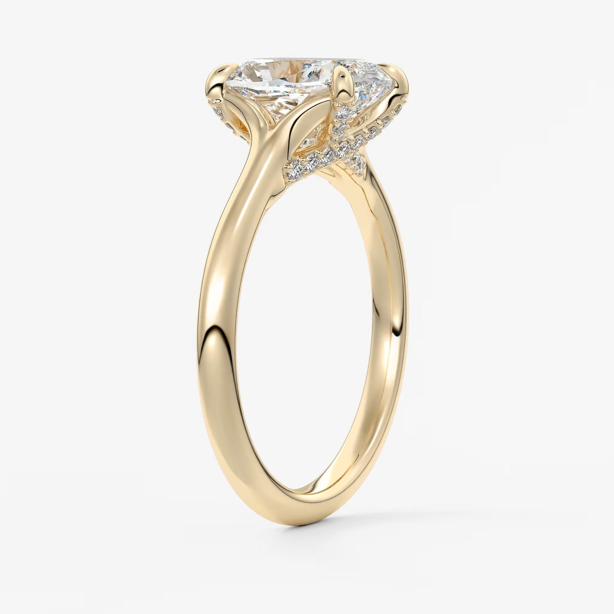 Cassia – cushion solitaire with hidden pavé