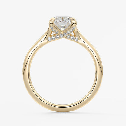 Cassia – cushion solitaire with hidden pavé