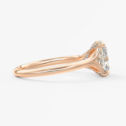 Cassia – cushion solitaire with hidden pavé