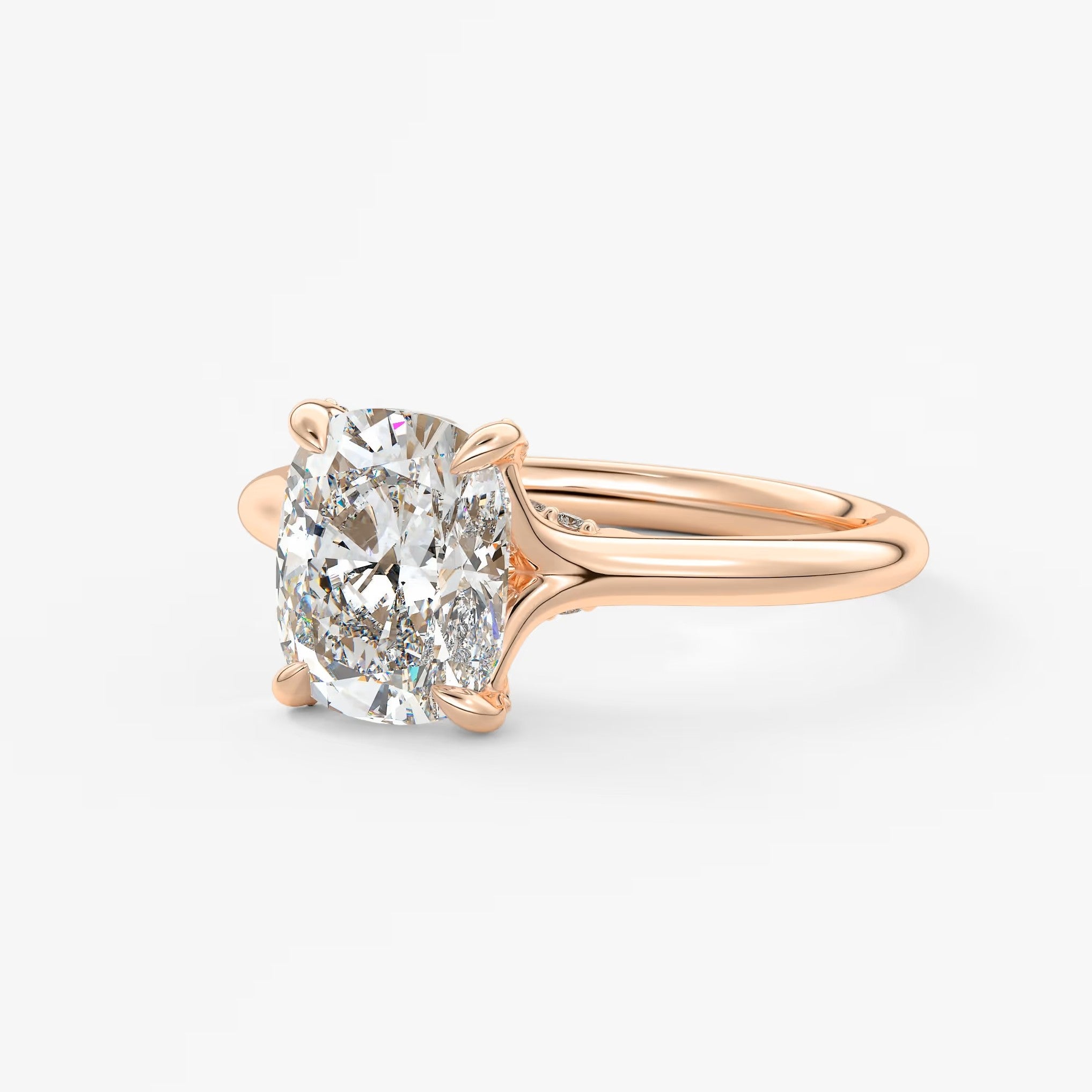 Cassia – cushion solitaire with hidden pavé