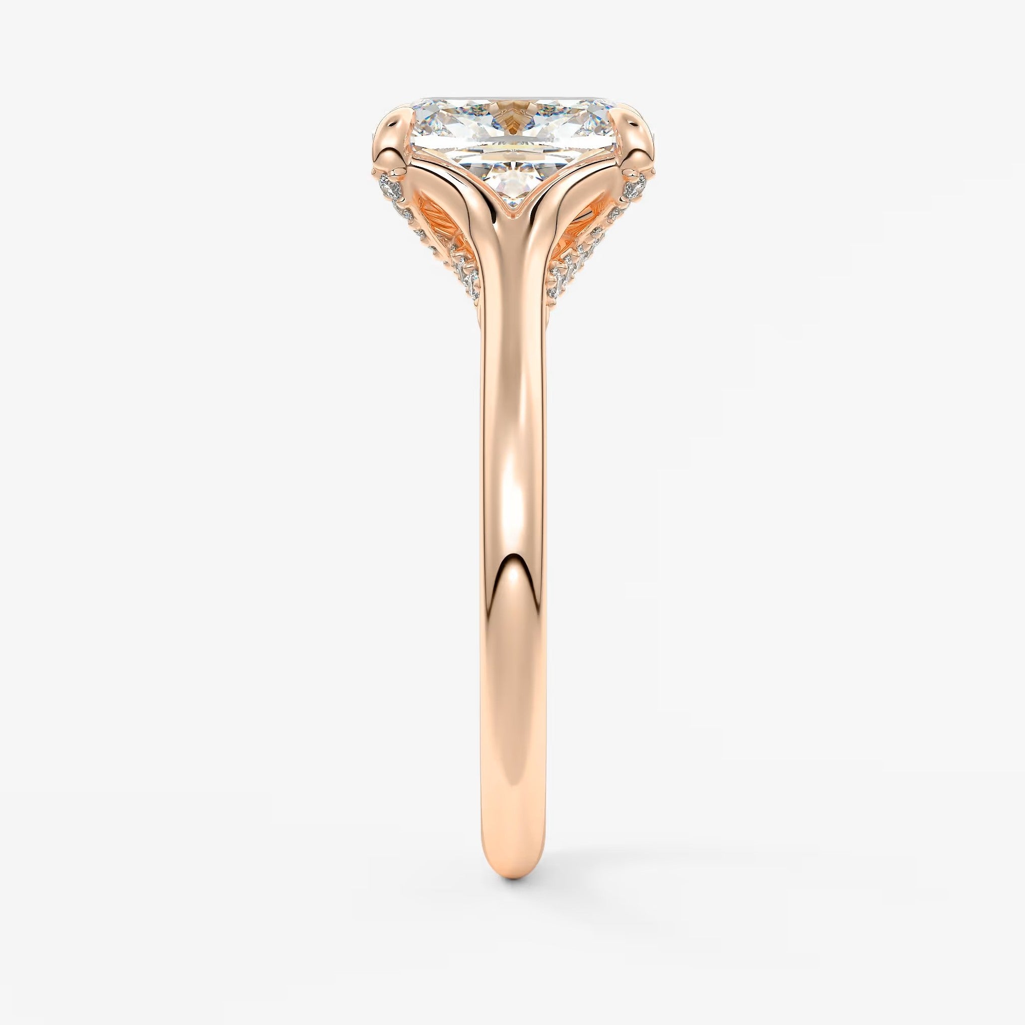 Cassia – cushion solitaire with hidden pavé