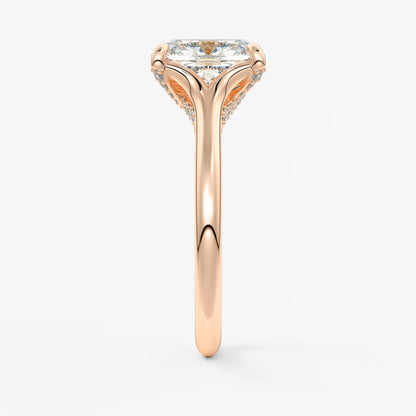 Cassia – cushion solitaire with hidden pavé