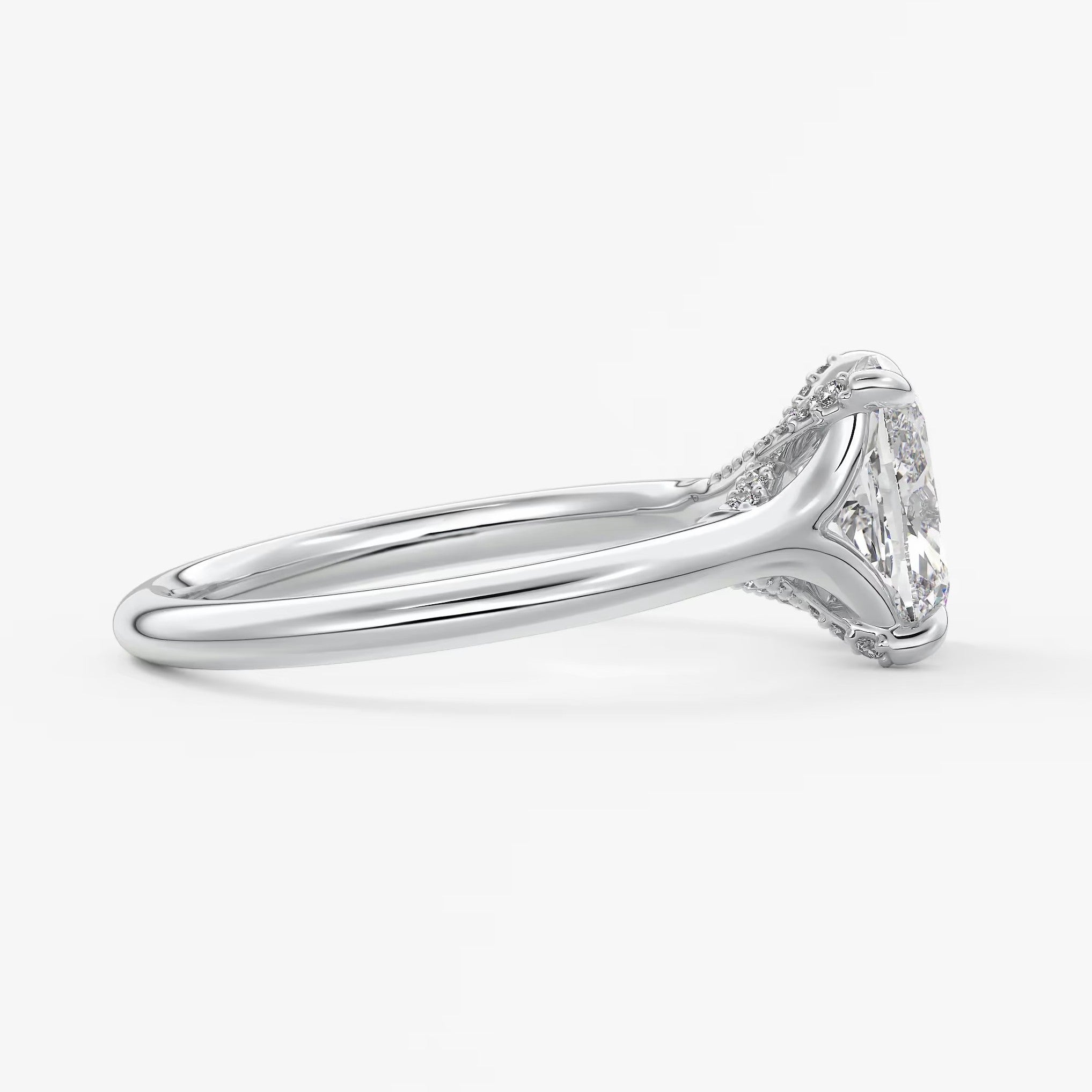 Cassia – cushion solitaire with hidden pavé