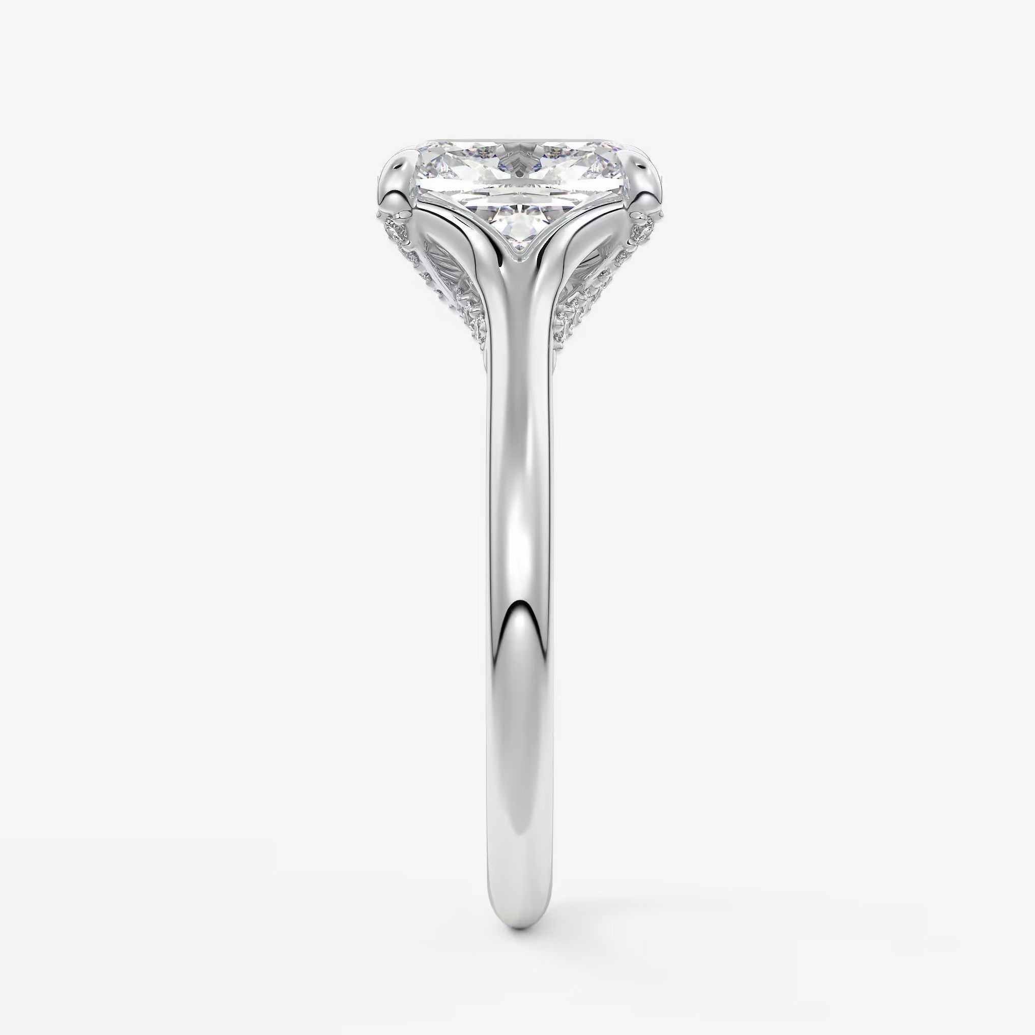 Cassia – cushion solitaire with hidden pavé