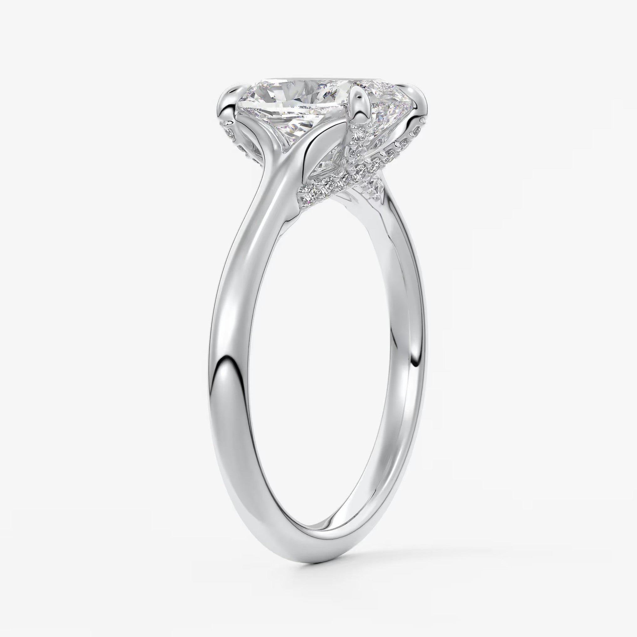 Cassia – cushion solitaire with hidden pavé