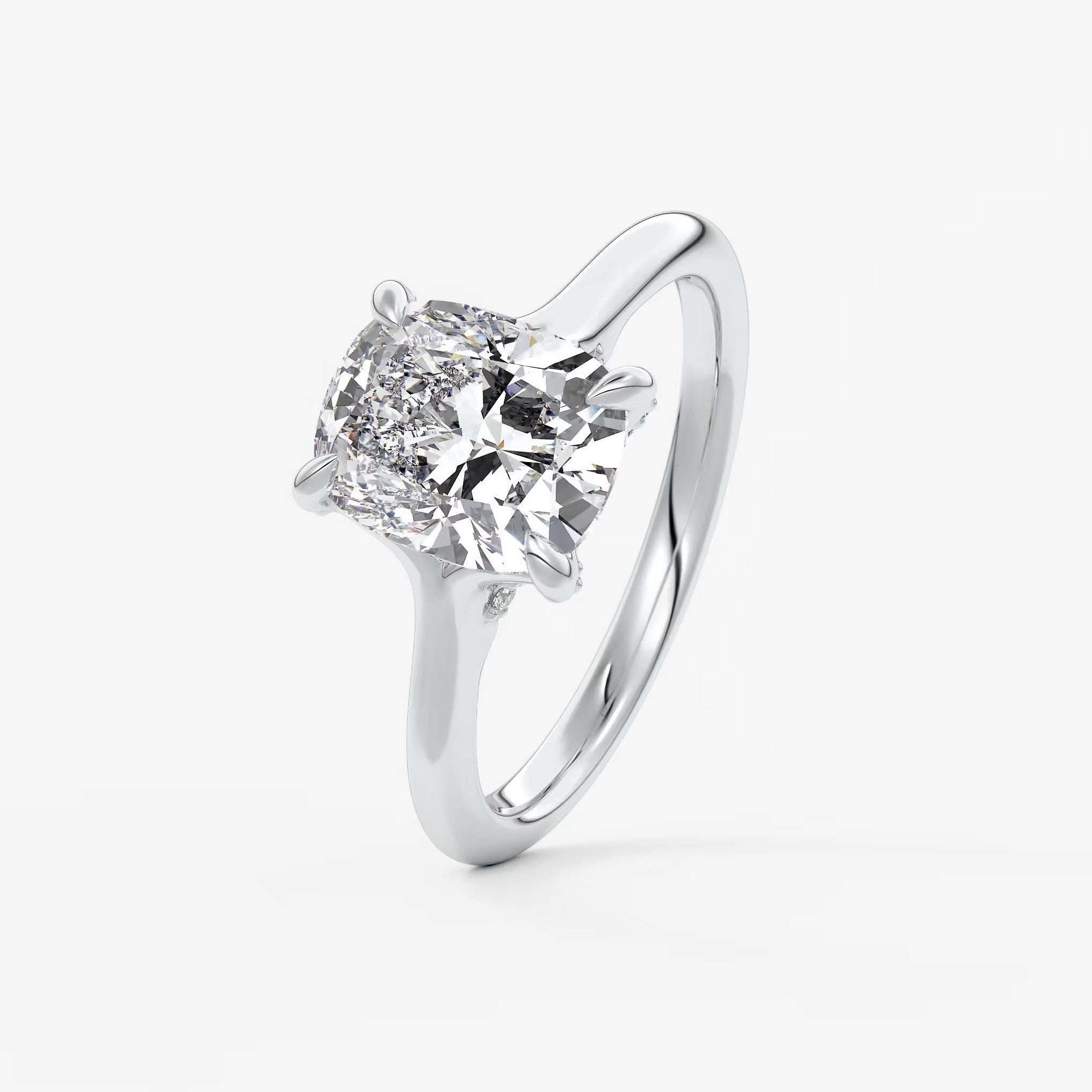 Cassia – cushion solitaire with hidden pavé