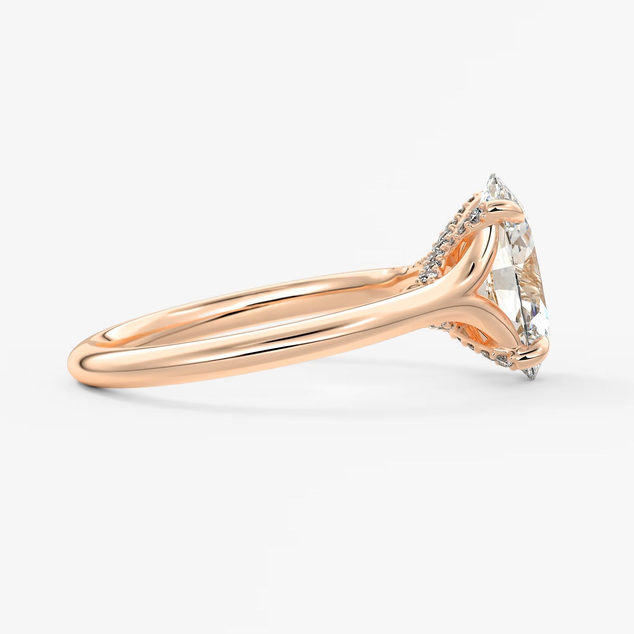 Cassia – oval solitaire with hidden pavé