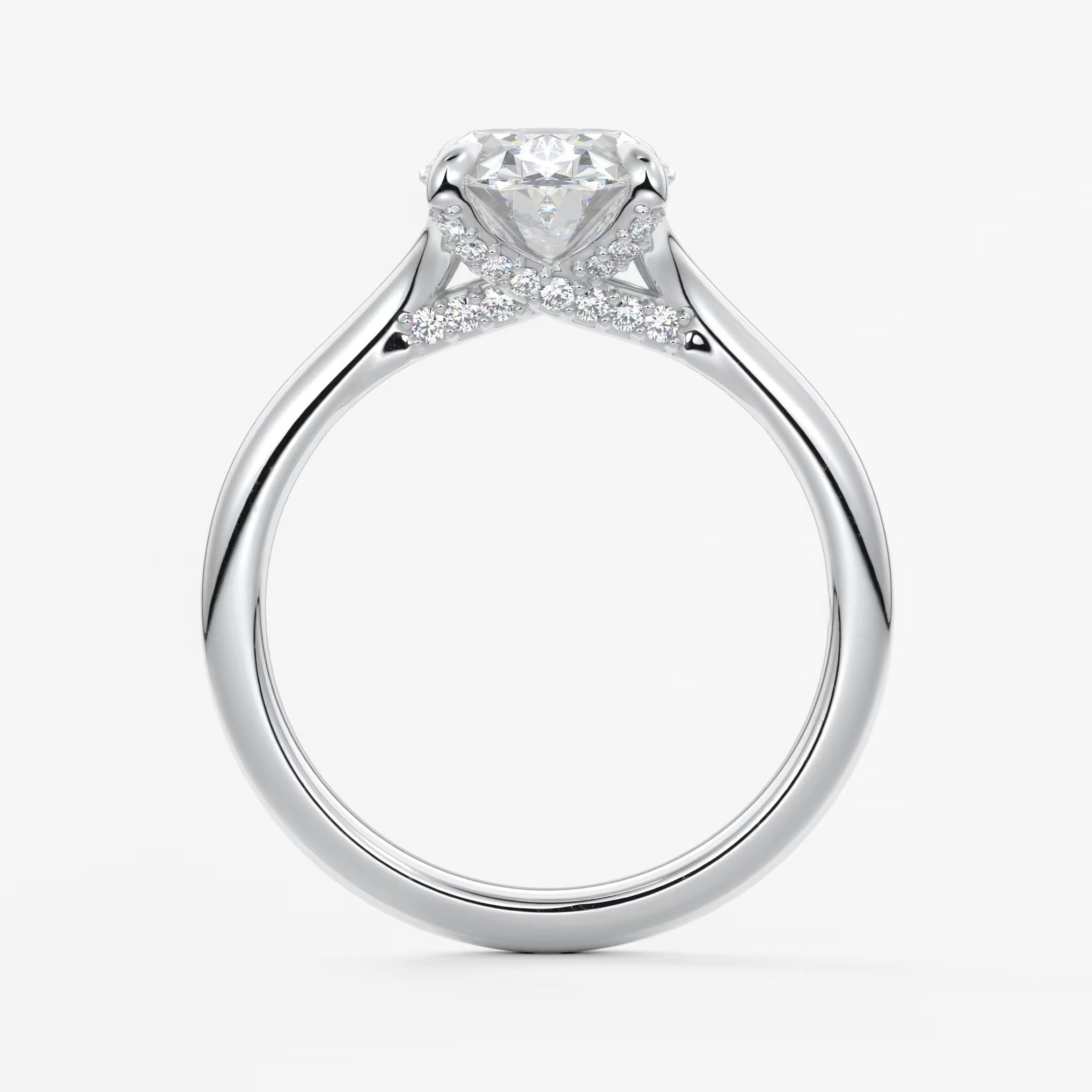 Cassia – oval solitaire with hidden pavé
