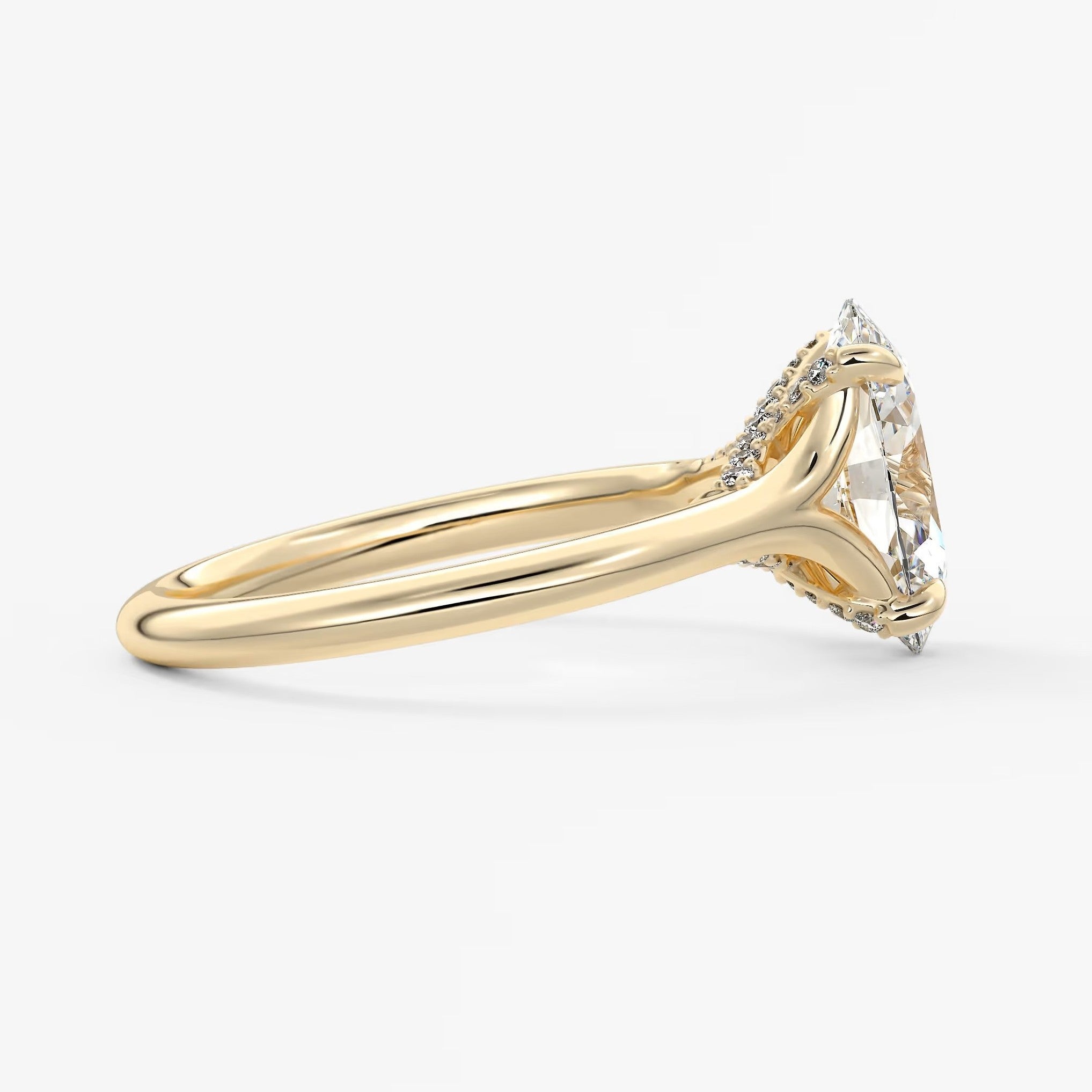 Cassia – oval solitaire with hidden pavé