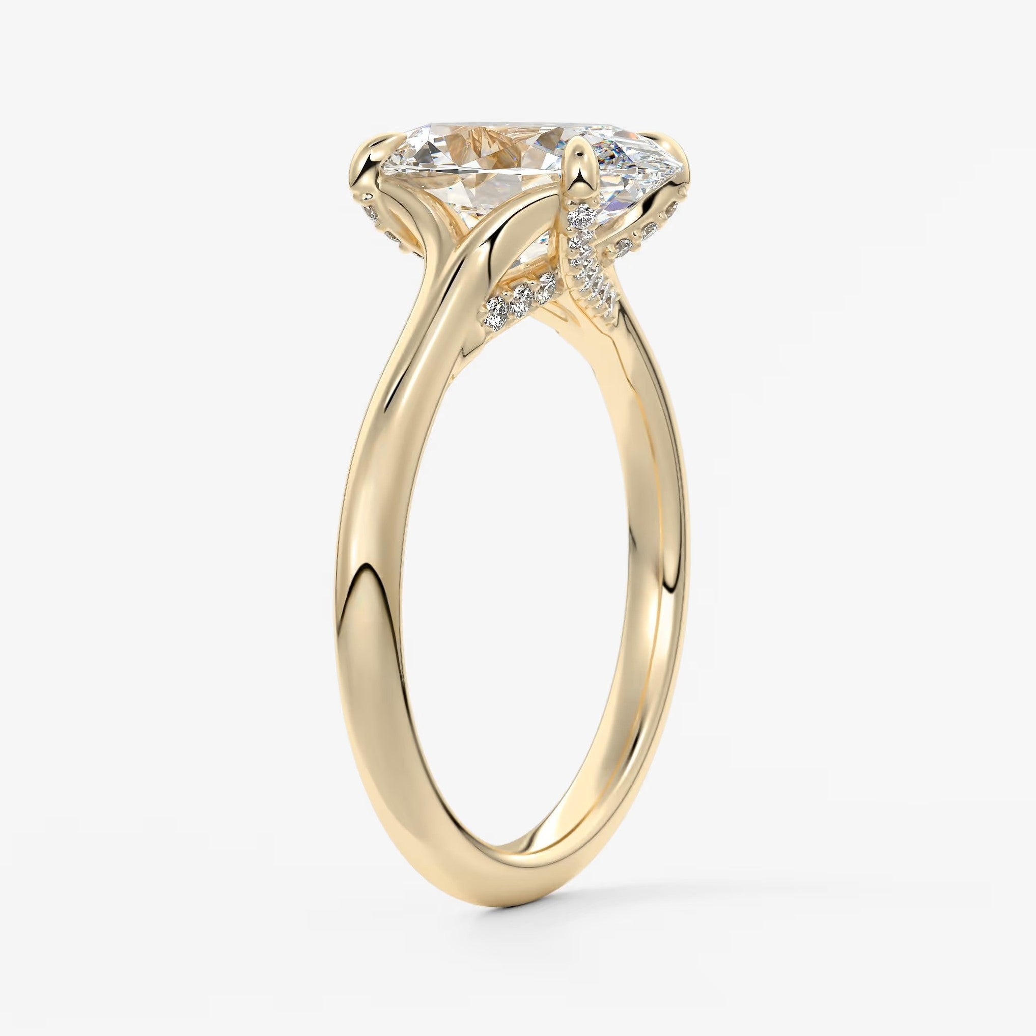 Cassia – oval solitaire with hidden pavé