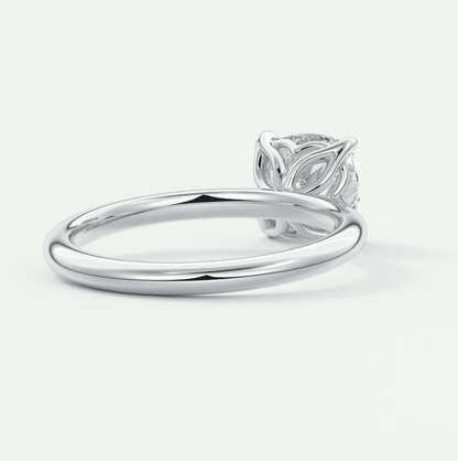 Silver diamond engagement ring with leaf design
