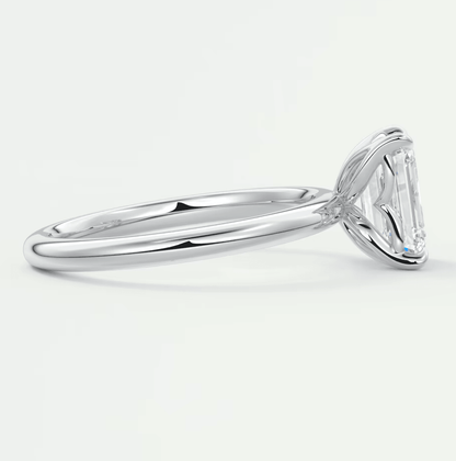 18k white gold emerald cut diamond engagement ring.