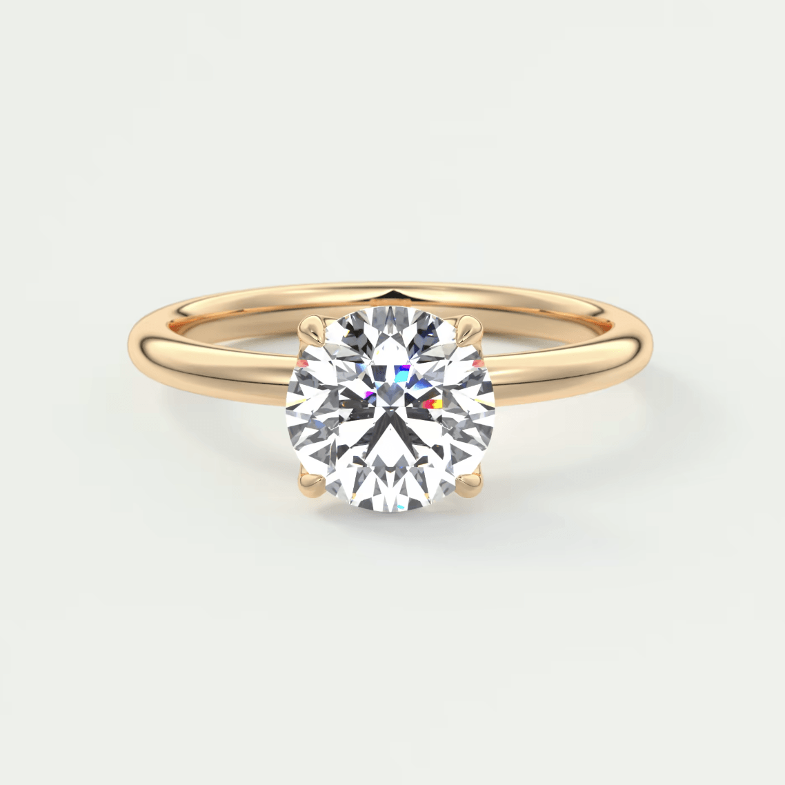 14k gold solitaire diamond engagement ring.