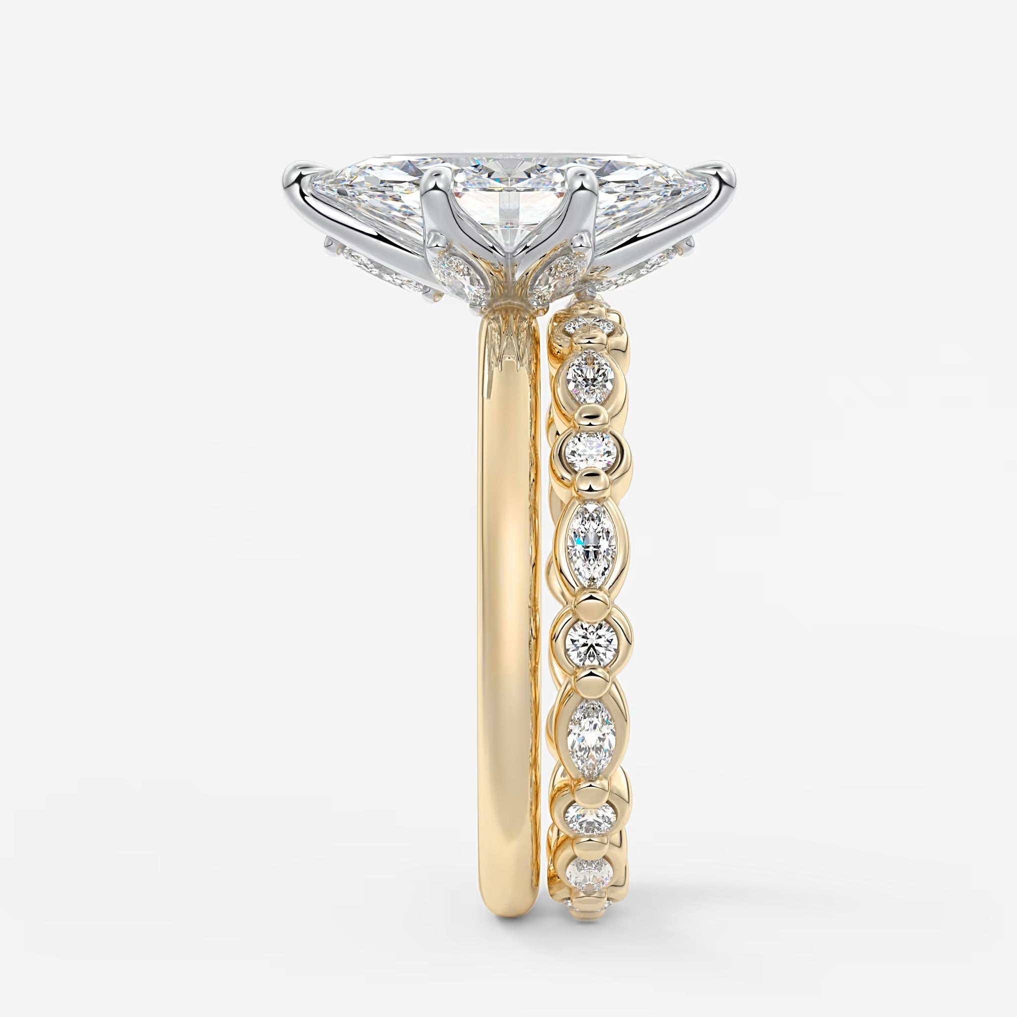 Celestia deluxe – two-tone marquise engagement ring