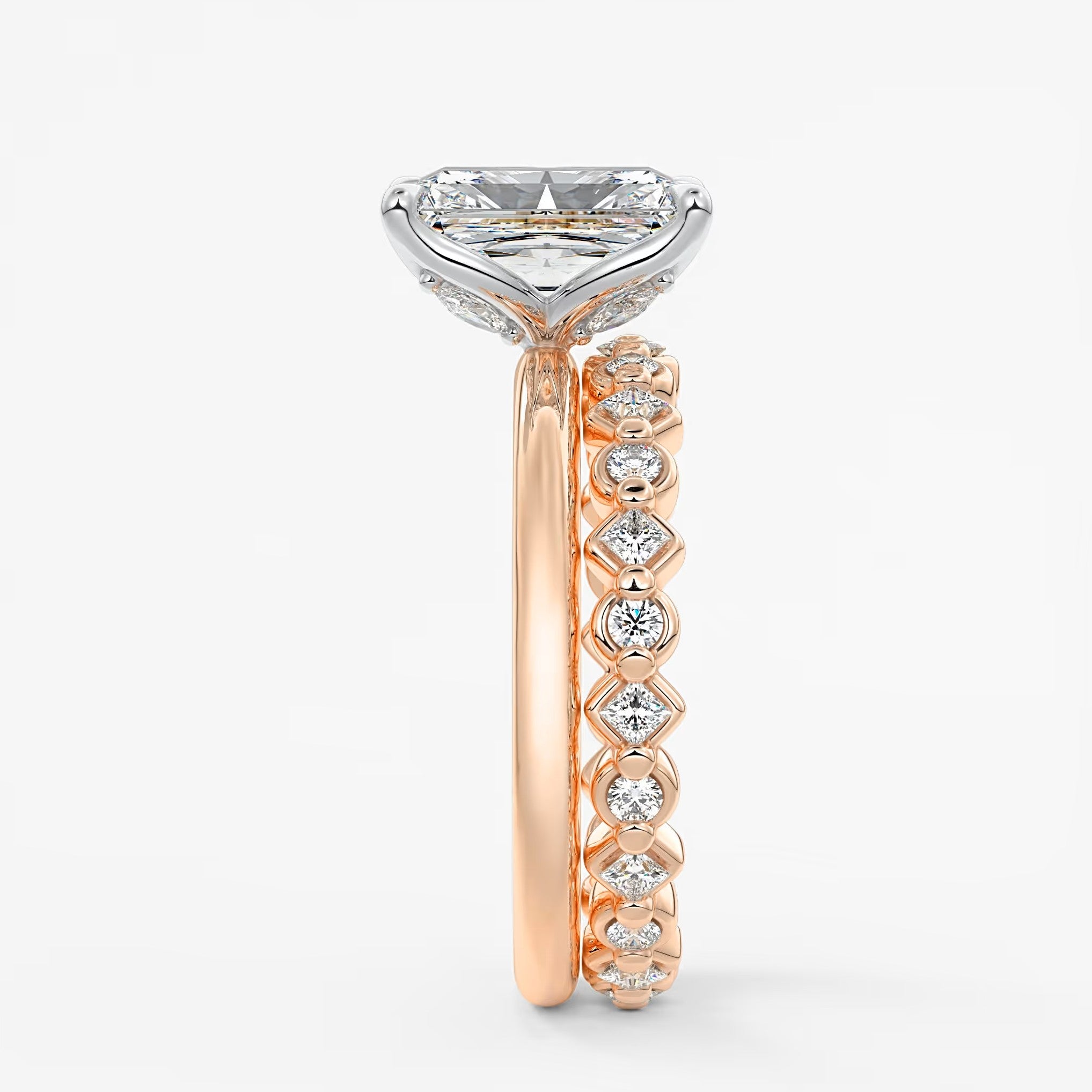 Celestia deluxe – two-tone radiant engagement ring