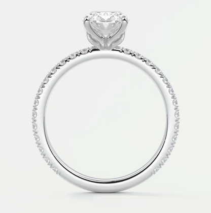 18-karat white gold engagement ring with a princess-cut diamond.