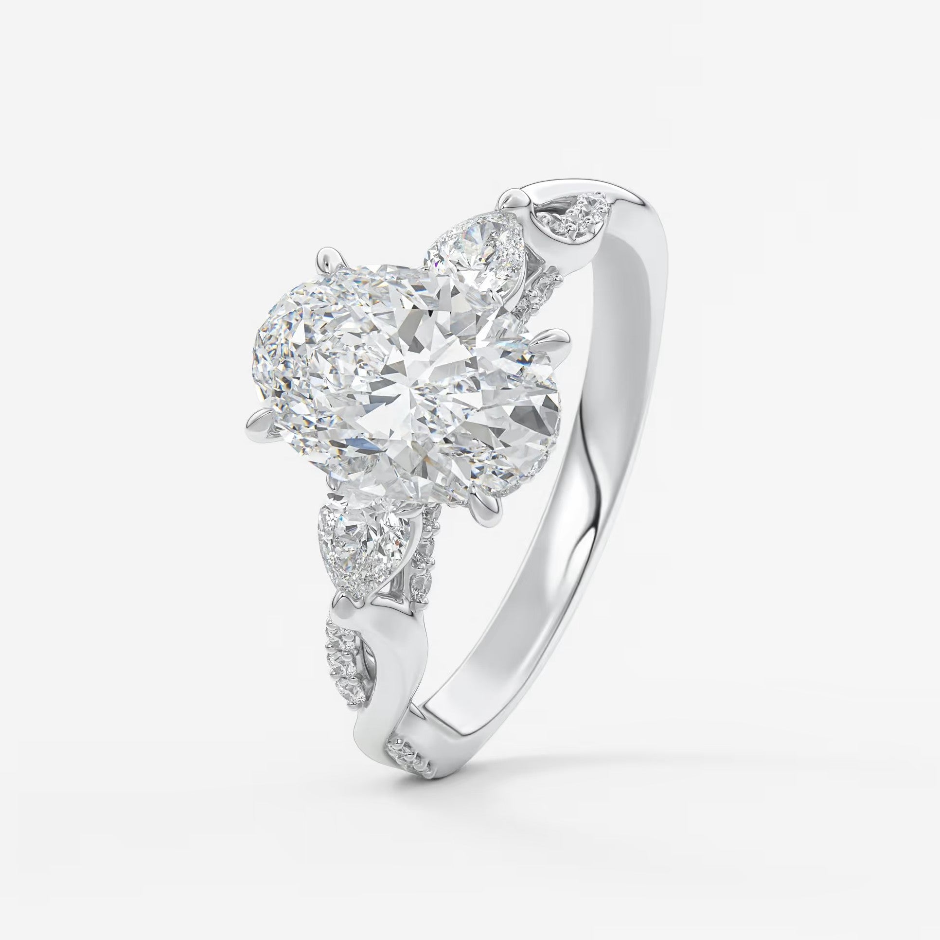 Florielle trilogy oval cathedral engagement ring
