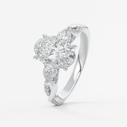 Florielle trilogy oval cathedral engagement ring