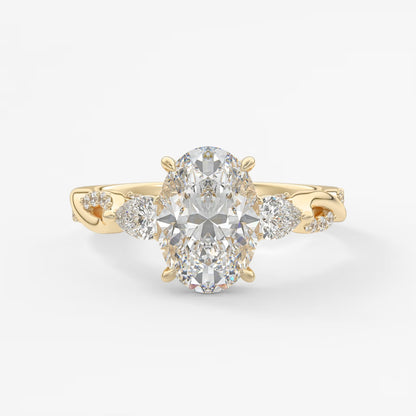 Florielle trilogy oval cathedral engagement ring