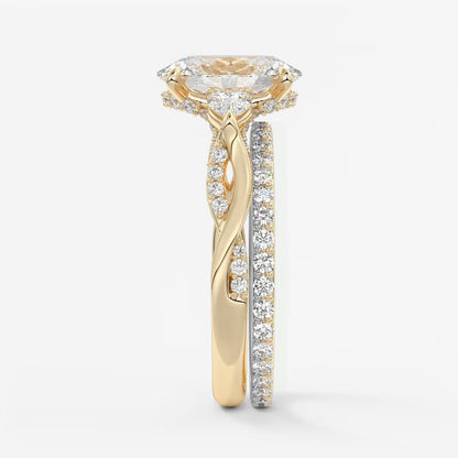 Florielle trilogy oval cathedral engagement ring