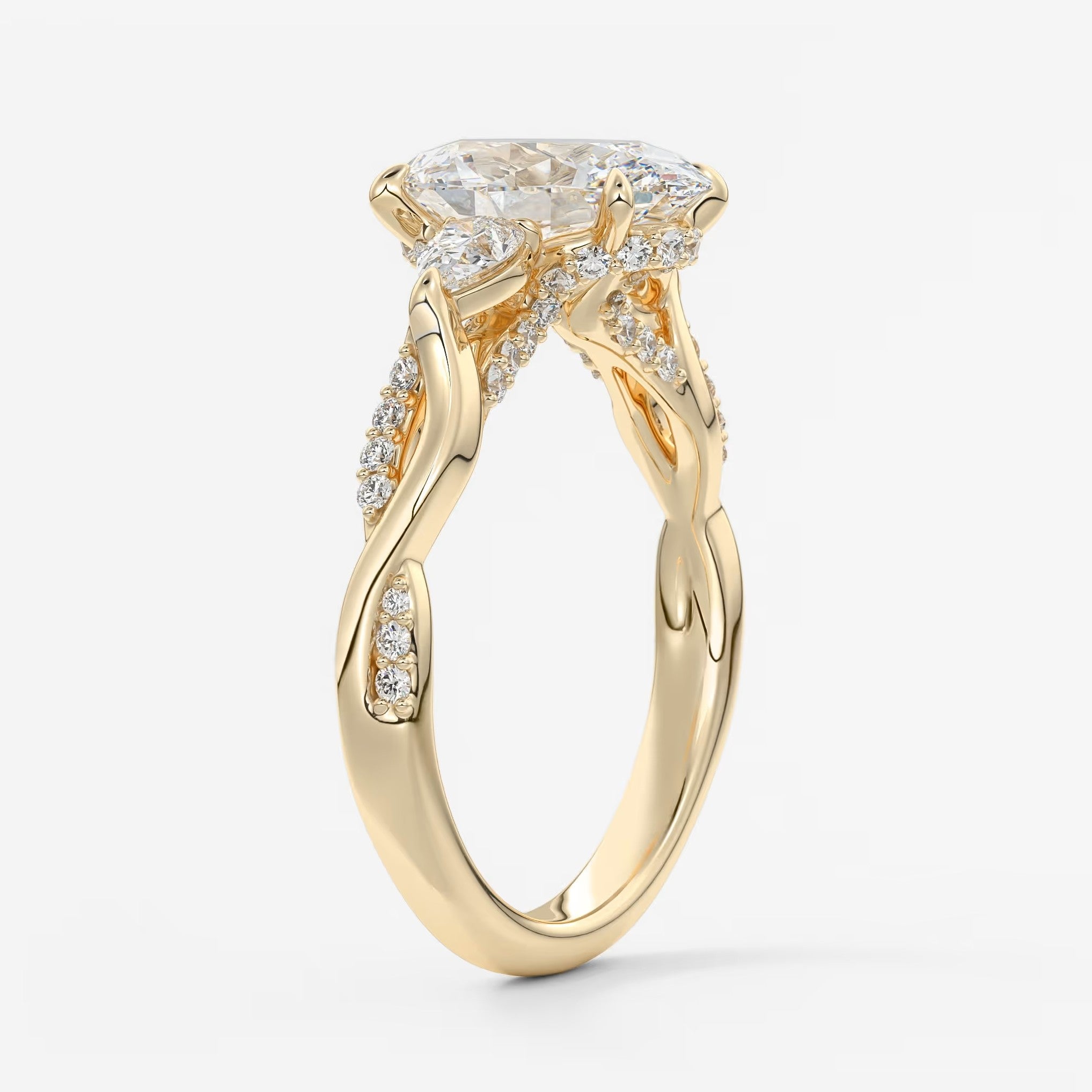 Florielle trilogy oval cathedral engagement ring