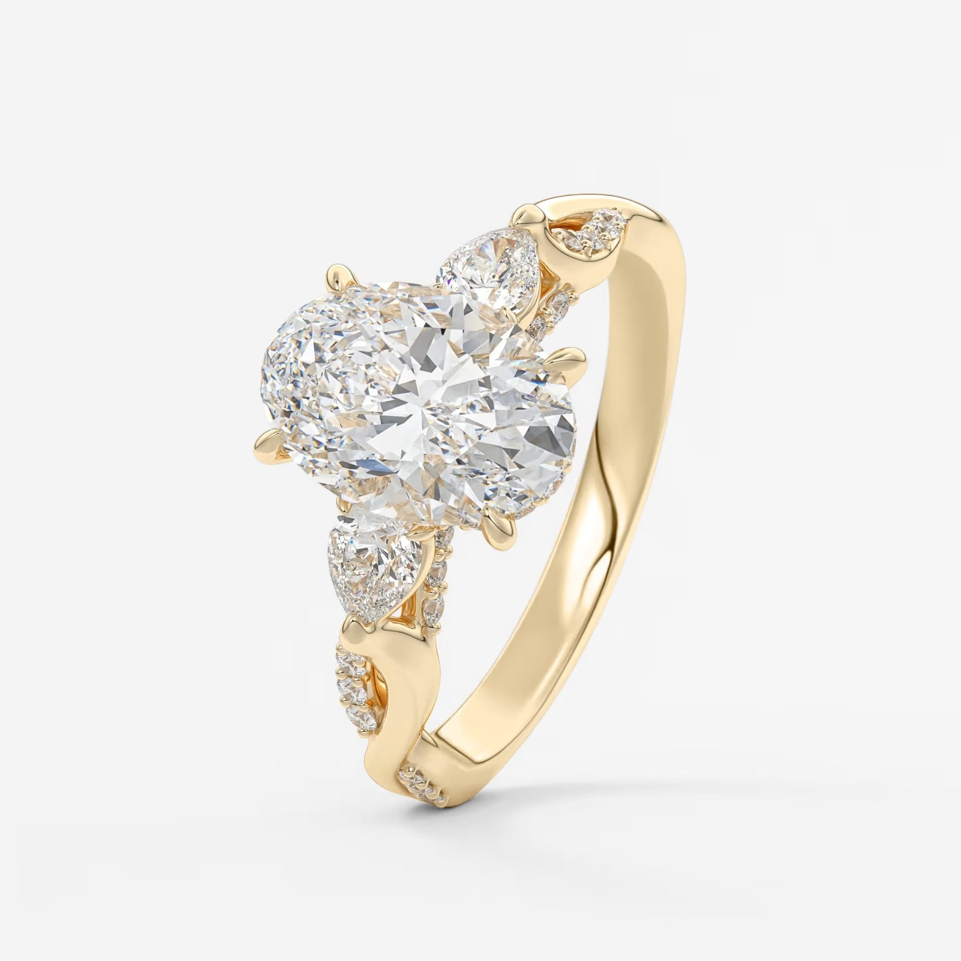 Florielle trilogy oval cathedral engagement ring
