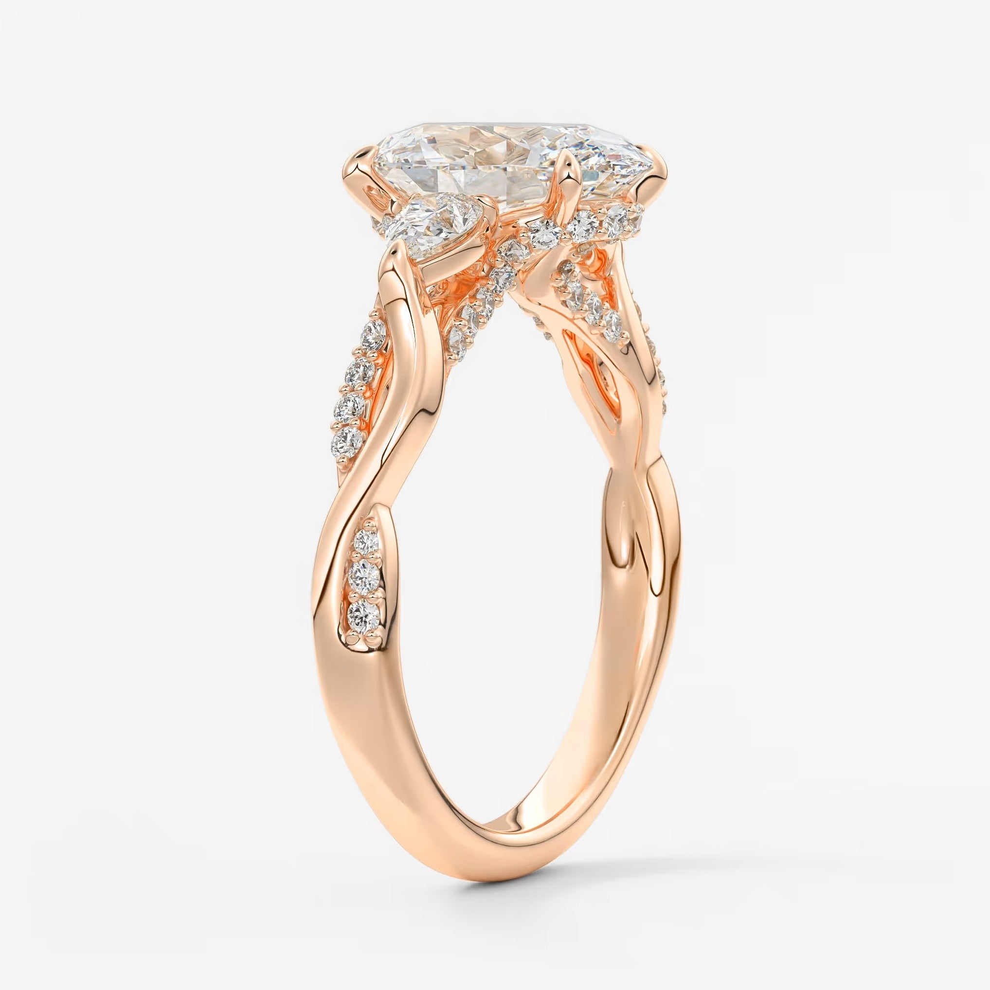 Florielle trilogy oval cathedral engagement ring